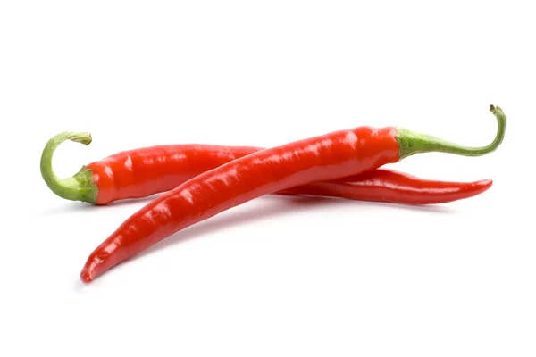 Δύο κόκκινες πιπεριές τσίλι — Φωτογραφία Αρχείου