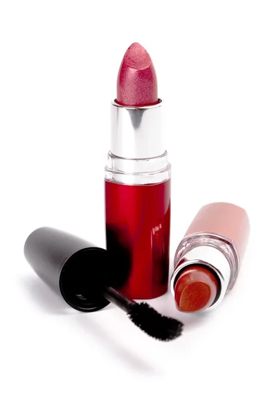 Lipstick and mascara — Stok fotoğraf
