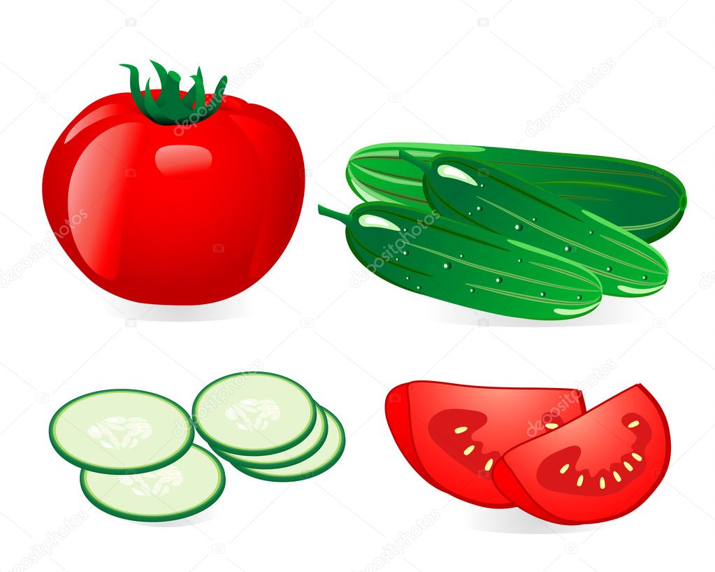 Cucumber and tomato — Stock Vector © Oksana 2320395