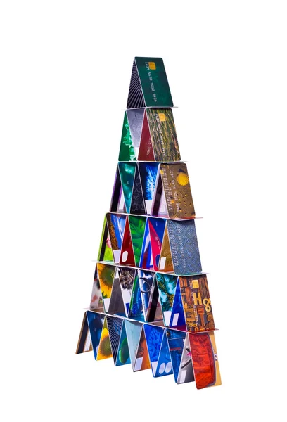 Der aus Kreditkarten konstruierte Turm — Stockfoto