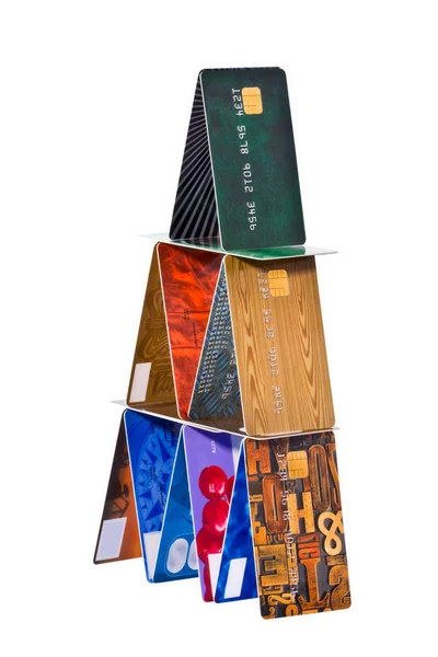 The tower constructed of credit cards — Stock Photo, Image