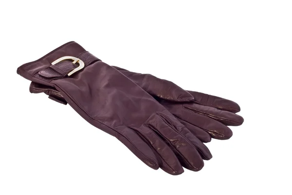 Hnědá ženské rukavice — Stock fotografie
