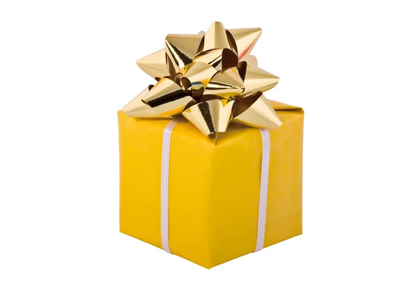 Imballaggio regalo, scatola gialla — Foto Stock
