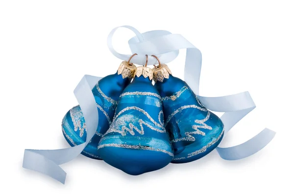 Modrý vánoční ruční zvonky — Stock fotografie
