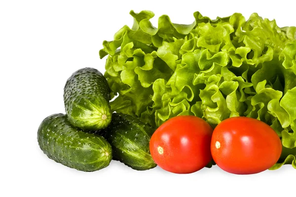 Heldere groenten, salade, tomaat, cucumb — Stockfoto