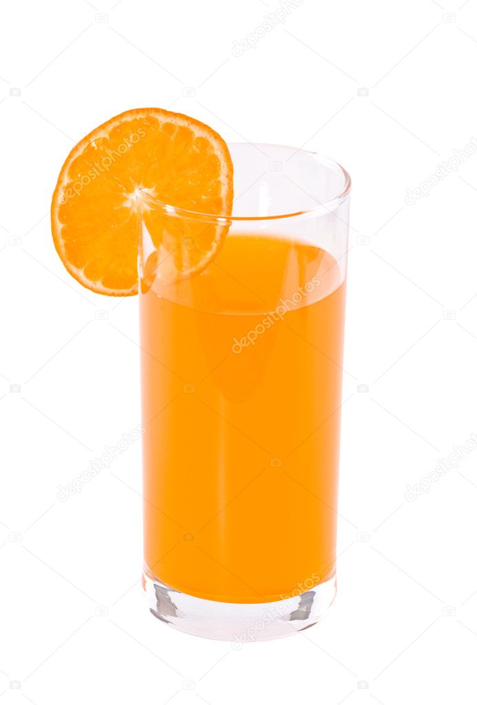 The glass of orange juice isolated