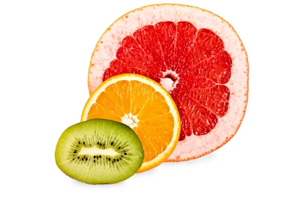 Oranje, kiwi grapefruit, geïsoleerd — Stockfoto