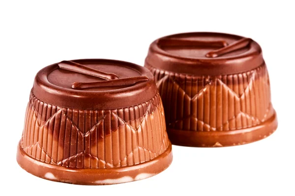 Pair of chocolates close up isolated — Stock Photo, Image