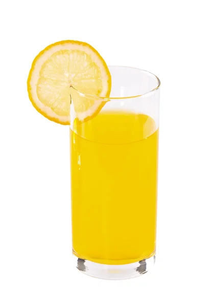 Le verre de jus jaune isolé Photo De Stock