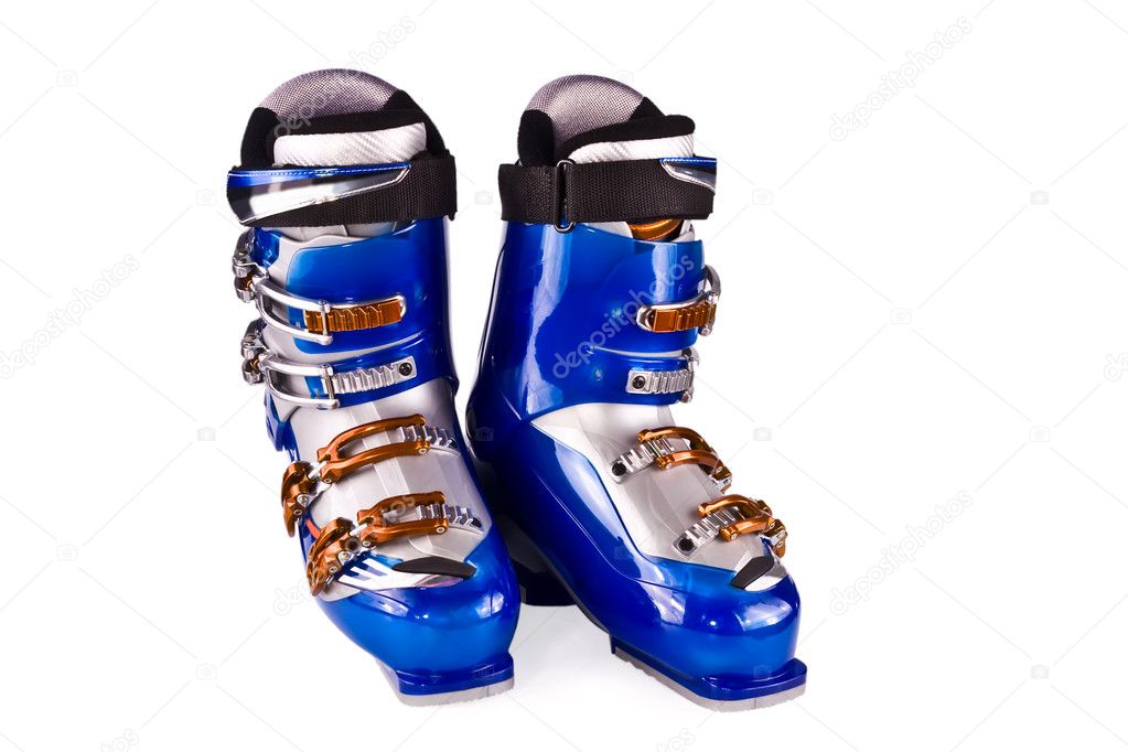 Mountain-skiing boots isolated