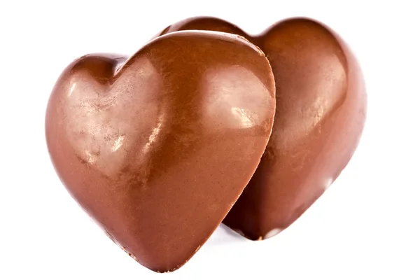 Par de corazones de chocolate — Foto de Stock