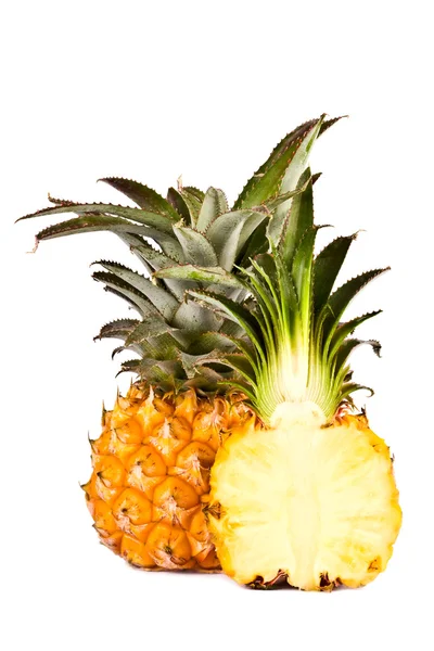 stock image Ripe pineapple cut on a white