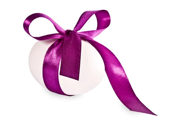 Egg decorated with a lilac tape — Stock Photo, Image