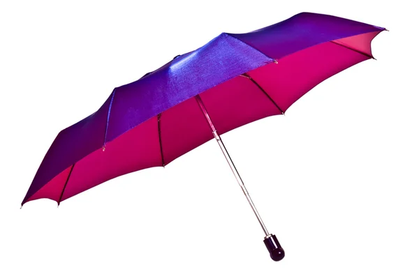 Guarda-chuva brilhantemente carmesim em um branco — Fotografia de Stock