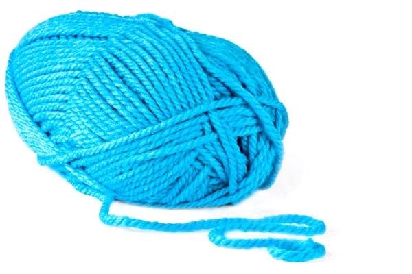 Blue knitting on spokes large, isolated — Zdjęcie stockowe