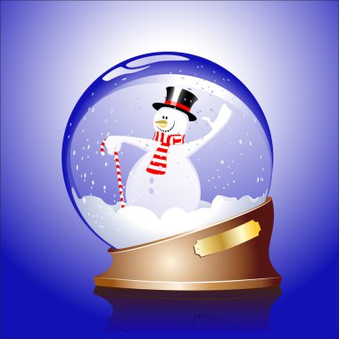 Winter sphere with a snowman clipart