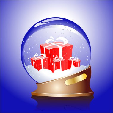 Winter sphere with a gifts clipart