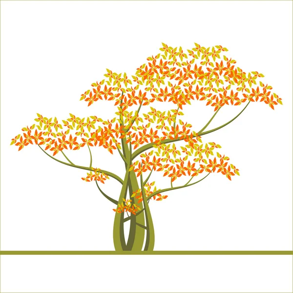 Fondo de otoño con un árbol — Vector de stock