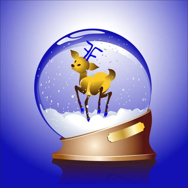 Esfera de invierno con un reno — Vector de stock
