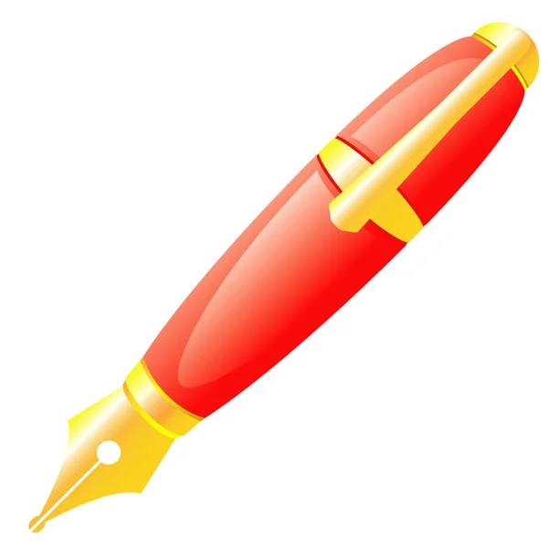 La pluma de tinta de color rojo . — Vector de stock