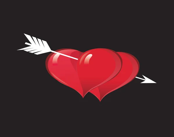 白色箭头穿透两个红色 heart.ve — 图库矢量图片