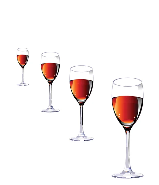 Tre glas med wine.vector nedanstående — Stock vektor