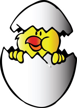 Chicken in egg. Vector illustration clipart