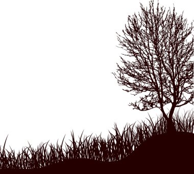 A tree standing in a grass. Vector illus clipart