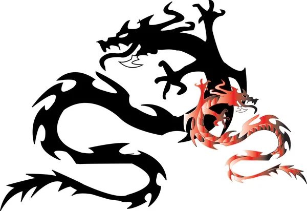 Dragón con sombra.Ilustración vectorial — Vector de stock