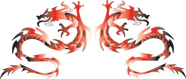 Twins dragons. Vector illustration — Stock Vector