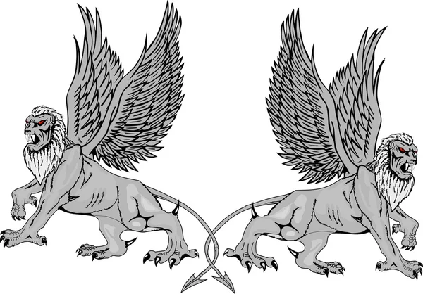 Two mythological griffins.Vector illustr — Stock Vector