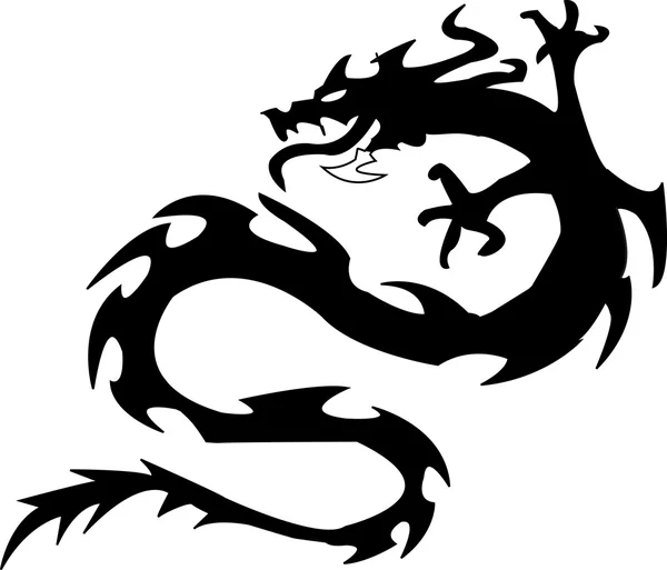 Silueta negra de dragon.Vector illust — Vector de stock