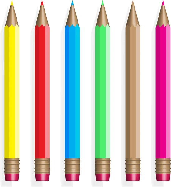 Six colour pencils.Vector illustration — Stock Vector