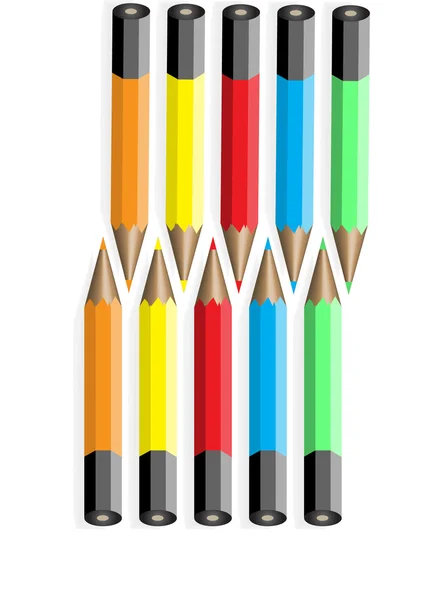 Ten colour pencils.Vector illustration — Stock vektor