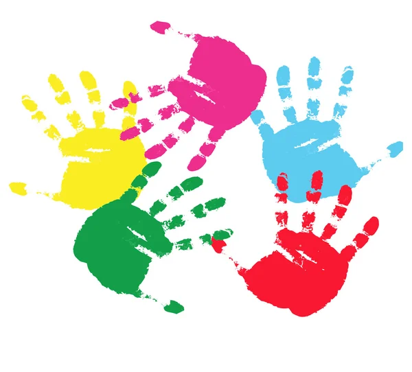 Colour prints of hands.Vector illustrati — Stock Vector