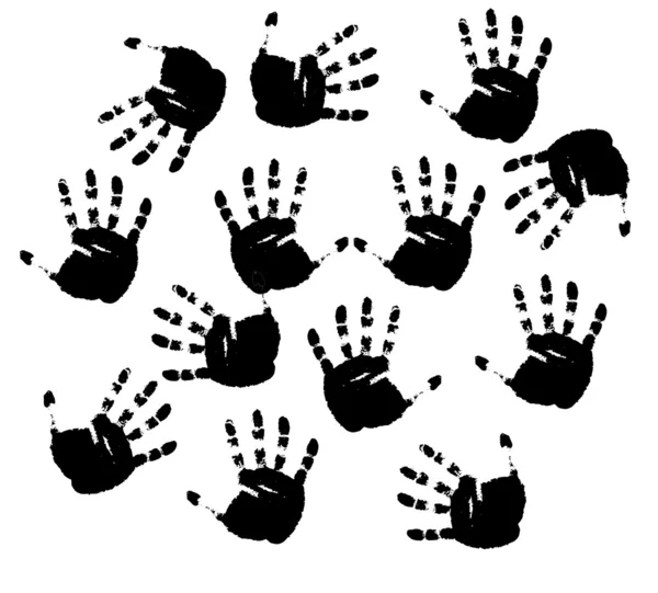 Svarta utskrifter av händerna. vektor illustrati — Stock vektor