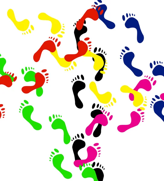 Stampe a colori dei piedi.Illatio vettoriale — Vettoriale Stock