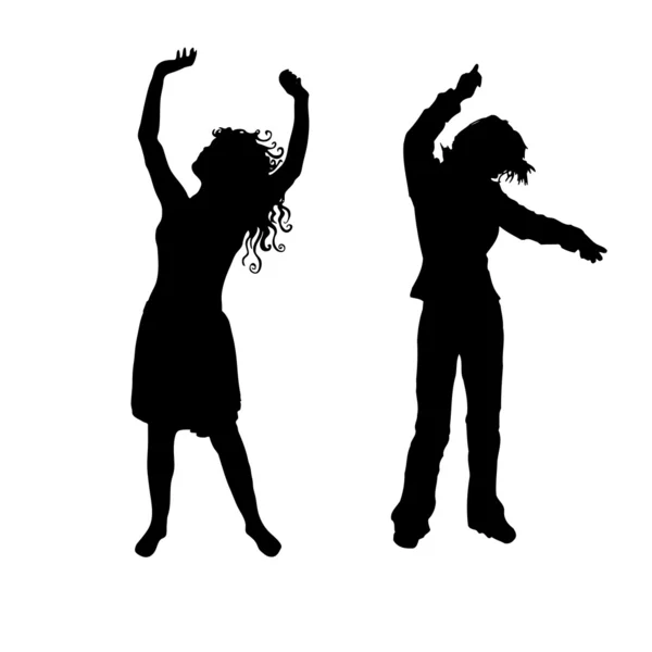 Zwei tanzende Frauen. Vektorillustration — Stockvektor