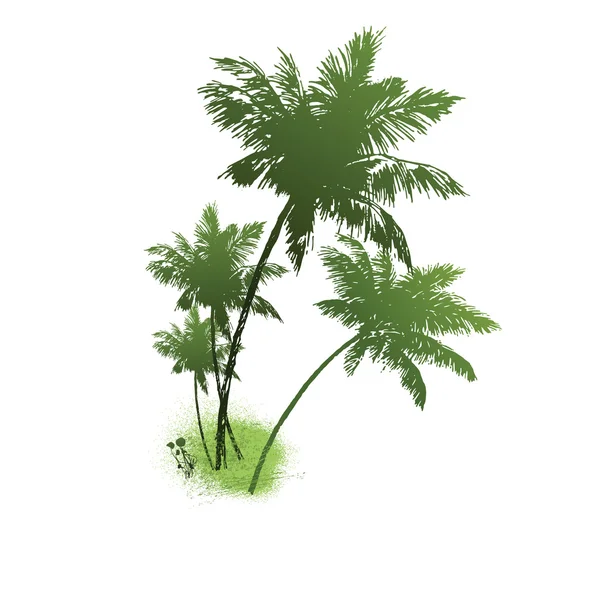 Cuatro palmas de color verde. Ilustración vectorial — Archivo Imágenes Vectoriales