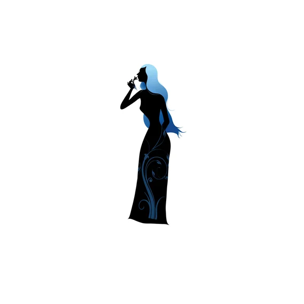 Γυναίκα στέκεται με μπλε τρίχες. εγώ διάνυσμα — Διανυσματικό Αρχείο