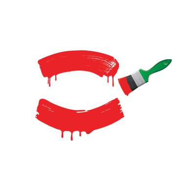 Red paint and green brush.Vector illustr clipart