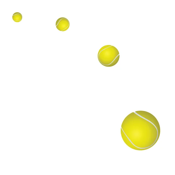 Quattro palline da tennis gialle. Vettore illustr — Vettoriale Stock