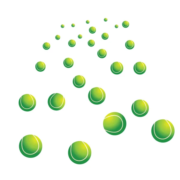 Muitas bolas de ténis verdes. Vector illustra —  Vetores de Stock
