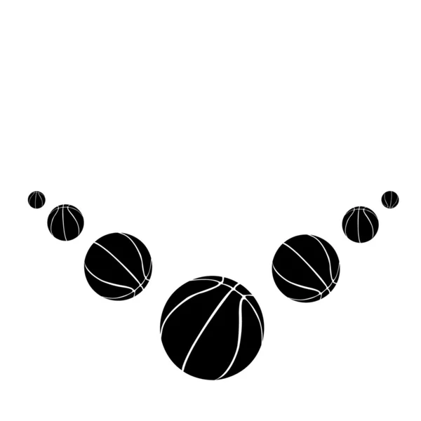 Zeven zwarte basketbal ballen. vector ziek — Stockvector