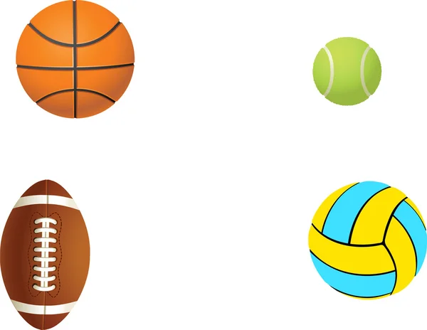 Tennis, fotboll, basket och volleyb — Stock vektor