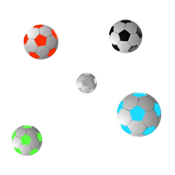 Cinque palloni da calcio. Illustrazione vettoriale — Vettoriale Stock