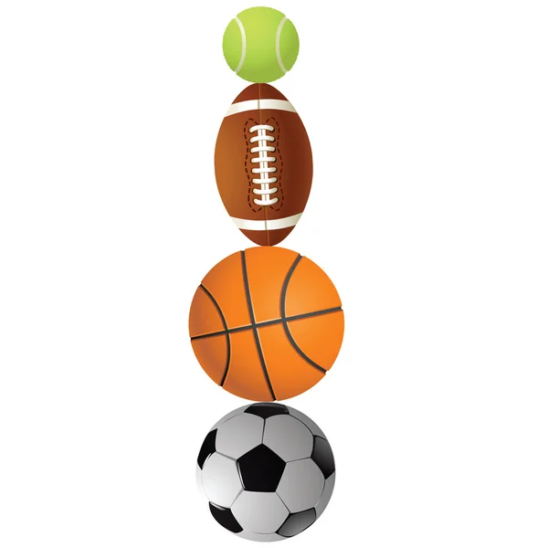 Football, volleyball, tennis and Rugby f — Stock Vector
