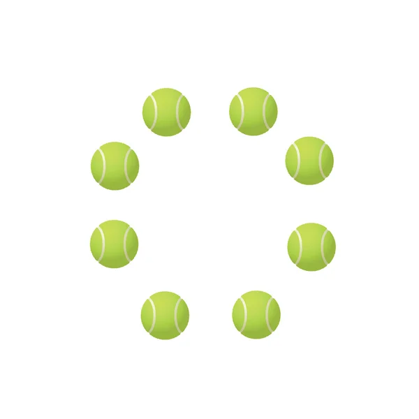 Ocho pelotas de tenis verdes.Vector illustra — Vector de stock