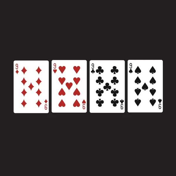 Quatre neuf cartes panachées .Vector illu — Image vectorielle