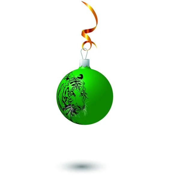 Zöld New Year's ball. Vektor — Stock Vector